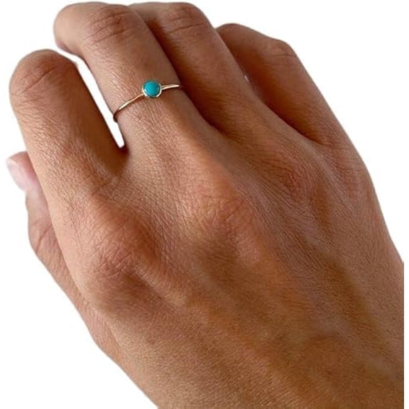 Turquoise Gemstone ring, Natural Turquoise Tiny ring, December birthstone, womens ring, gold micron ring, 925 Sterling Silver, Fine Jewelry, dainty Ring, Minimal Ring