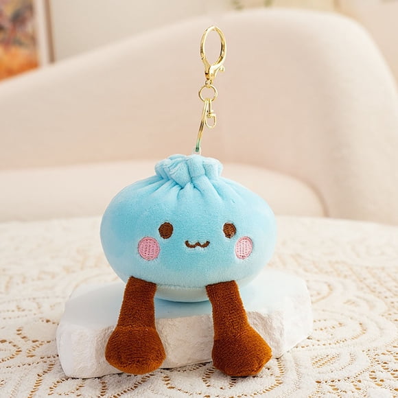 Vacemry Steamed Bun Keychain, Soft Plush Stuffed Bao Bun Kawaii Pendant Keyring, Cute Anthropomorphic Food Product Gift For KidsGirlsWomen Teens, Bag Purse Backpack Zipper Charm Decor