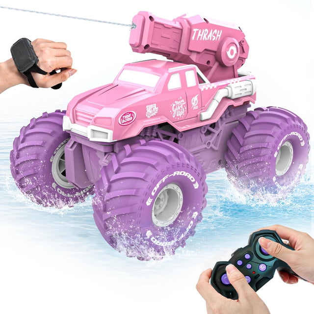 Coche a control remoto BEZGAR Pink Monster Truck 1:16 para niñas