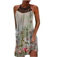 thumbnail image 2 of SMihono Robe d'Été Grande Taille pour Femmes 2023 Mode Col Rond Sans Manches Ajourée 0ut Robe à Bretelles Imprimée, 2 of 4