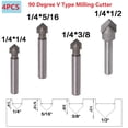 thumbnail image 2 of 4pcs 1/4 Inch Shank 90 Degree V Groove Router Bit Set CNC Engraving Drill Bits, 2 of 8