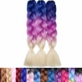 thumbnail image 3 of SEGO 3PCS/Lot Ombre Jumbo Braiding Hair Extensions Colored Hair Weave Synthetic Crochet Twist Box Braid Hair Black/Pink/Blue/Purple Fake Hair Extension for Women, 3 of 8