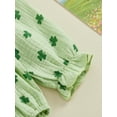 thumbnail image 6 of St Patricks Day Baby Girl Outfit Clover Print Smocked Bubble Romper Jumpsuits with Headband 0 6 12 18 24 Months Cotton Spring Clothes, 6 of 8