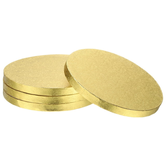 4pcs Bases para Pasteles, Base Redonda de 12 Pulgadas, Tablero de Pastelería a Prueba de Grasa Dorado