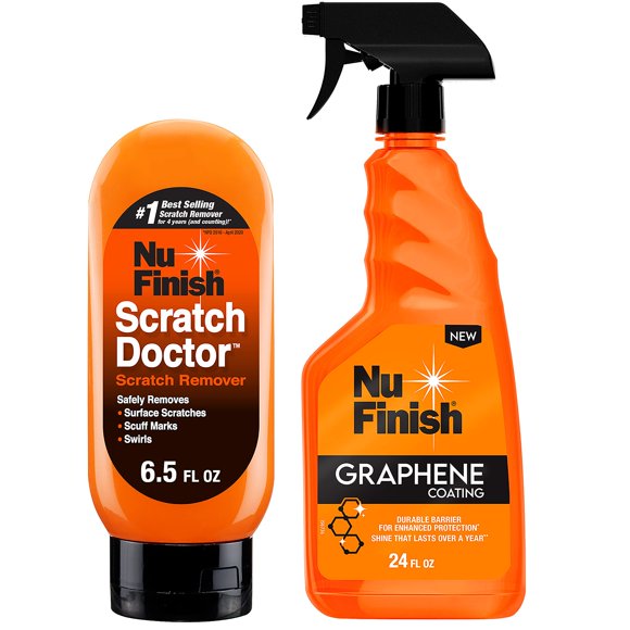 Nu Finish Ensemble de Finition Extérieure pour Voiture en 2 Pcs - Éliminateur de Rayures pour Voiture Nu Scratch Doctor et Vaporisateur de Revêtement Nu Graphene