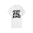 thumbnail image 1 of Camiseta de manga corta con estampado de letras "Jesús es Rey" para hombre, holgada, informal y cómoda para verano, para uso diario, estilo tropical desgastado., 1 of 6