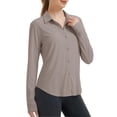 thumbnail image 5 of Sheghy Women's Tops Women's solid color casual long-sleeved sun protection shirt with collar Gray XXL, 5 of 5