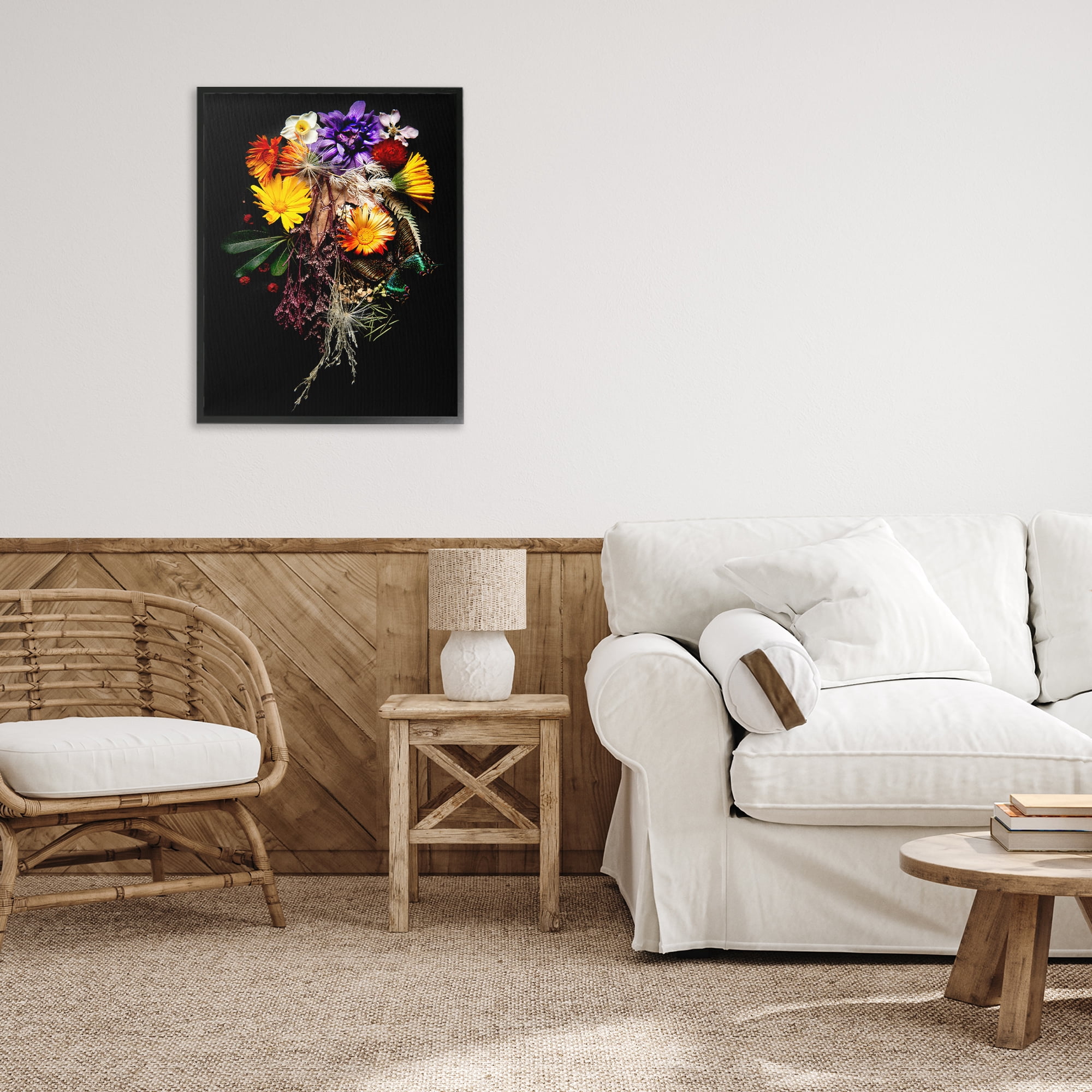 Stupell Industries Butterfly Adorned Arrangement Black Framed Giclee Art, design by Carl Kravats