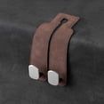 thumbnail image 3 of 2pcs Leather Car Seat Headrest Hooks with Phone Holder, Multifunctional Backseat Organizer Hanger, Durable Storage Hook for Wallets, Bags & Purse, Easy Install Auto Accessory for Car Interior, Brown, 3 of 5