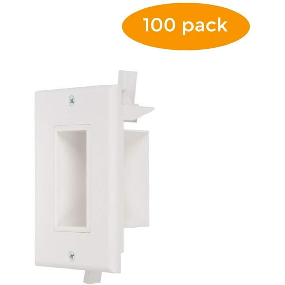 Buyer's Point Recessed Low Voltage Cable Wall Plate, Easy to Mount Outlet to Hide & Pass Tech Wires Through for HDMI, TV, Video, Audio, Network, Speaker Wires, Cord Concealer Cover Hider Pack of 100