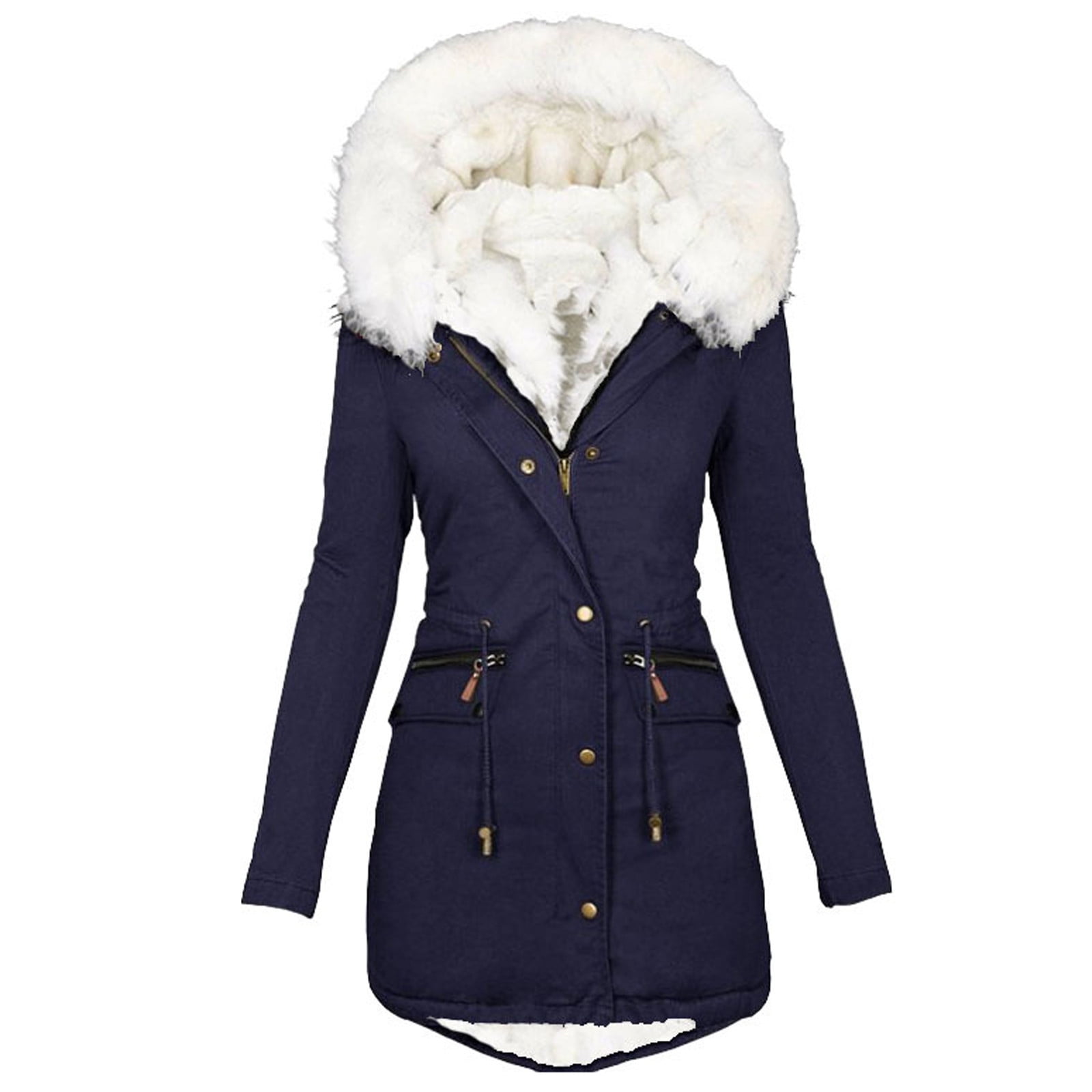 UPPADA Womens Warm Winter Overcoat Hooded Coats with Faux Fur Lined Parka Jacket Thick Down Outerwear Heavylight Winter Puffer Jacket,Women Coats Winter Clearance