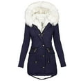 thumbnail image 4 of BiZtdJrK Womens Thicken Fleece Lined Parka Jacket Winter Faux Fur Hooded Warm Long Coat Button Zip Snow Outerwear with Pockets Daily Sales Navy 3XL, 4 of 5