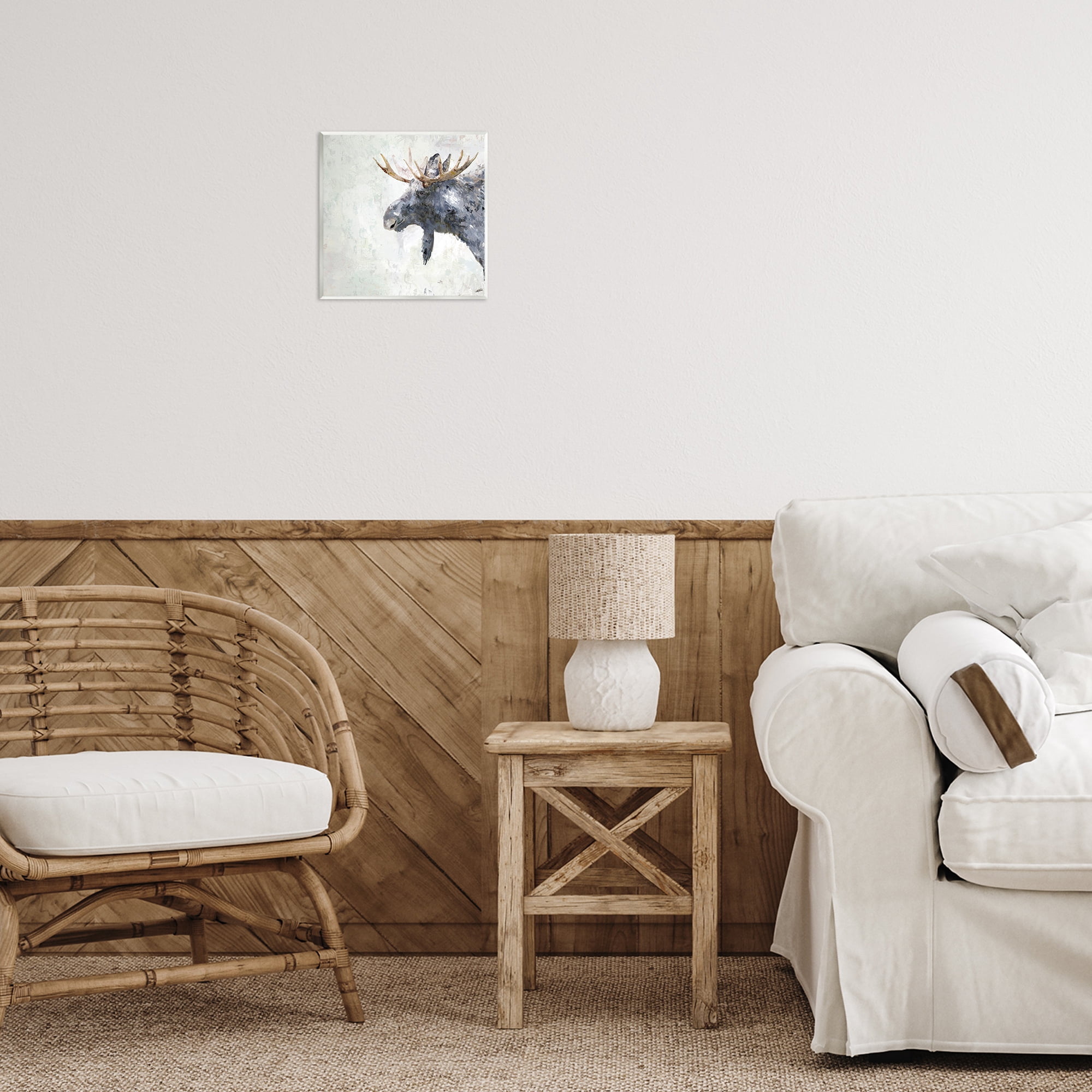 Stupell Industries Rustic Moose View Animals & Insects Painting Unframed Art Print Wall Art, 12 x 12