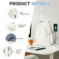 thumbnail image 5 of Cute Aesthetic Backpacks for College with USB Charge, Simple School Backpack for Teen High School Students, Medium Waterproof School Bag for Women Men with Pockets Casual Daypack Bookbag Beige, 5 of 10