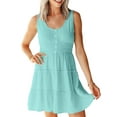 thumbnail image 3 of UVN Sleeveless Dresses for Women Summer Casual Button Down Sundresses Ladies Ruffle Tiered Casual Swing Beach Dress, 3 of 9