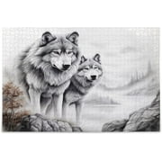 Wellsay 1000 Pieces Wild Wolf Jigsaw Puzzle for Adults Teens Kids, Fun Family Game for Holiday Toy Gift Home Decor