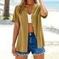 thumbnail image 2 of Women's Casual Short Sleeve Button Down Cardigan Shirts Blouses for Business Casual Work Office Vacation Daily Wear Fashion Essential Gift for Women | Sopatenor,Yellow XL, 2 of 9