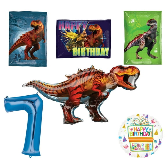 Jurassic World Dinosaur 7th Birthday Party Supplies and Balloon Decorations