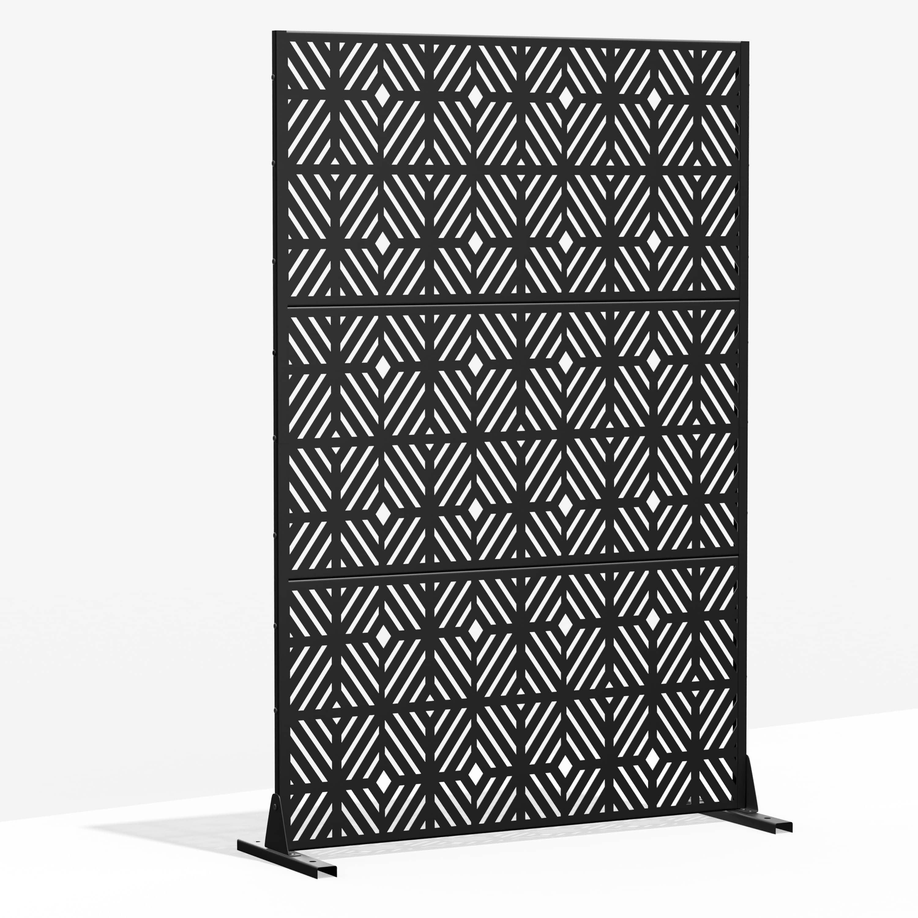 MAYEERTY 72x47x16 Inch Black M-Shaped Galvanized Steel Privacy Screen for Outdoor Street