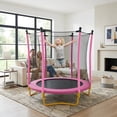 thumbnail image 3 of NOBOLEA 5.5 FT Kids Trampoline with Safety Enclosure Net, 65 Inch Indoor Outdoor Toddler Trampoline with U-Shaped Stable Legs, 3 of 15