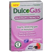 DulcoGas Maximum Strength Tablets, Wild Berry, 18 ea
