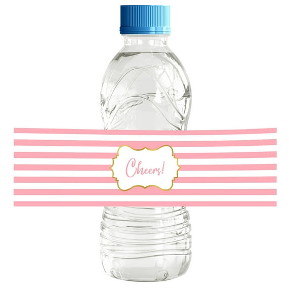 Darling Souvenir Stripe WaterBottleLabels Self Adhesive Party Collection Cheers!WaterBottleStickers Great For Wedding, Birthday, Engagement Party- Pack Of 32