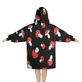 thumbnail image 2 of Red Mushroom Polka Dot Black Pattern Blanket Hoodies for Kids 6-13YR Oversize Wearable Blanket Hoodies for Boys Girls Teens, 2 of 7