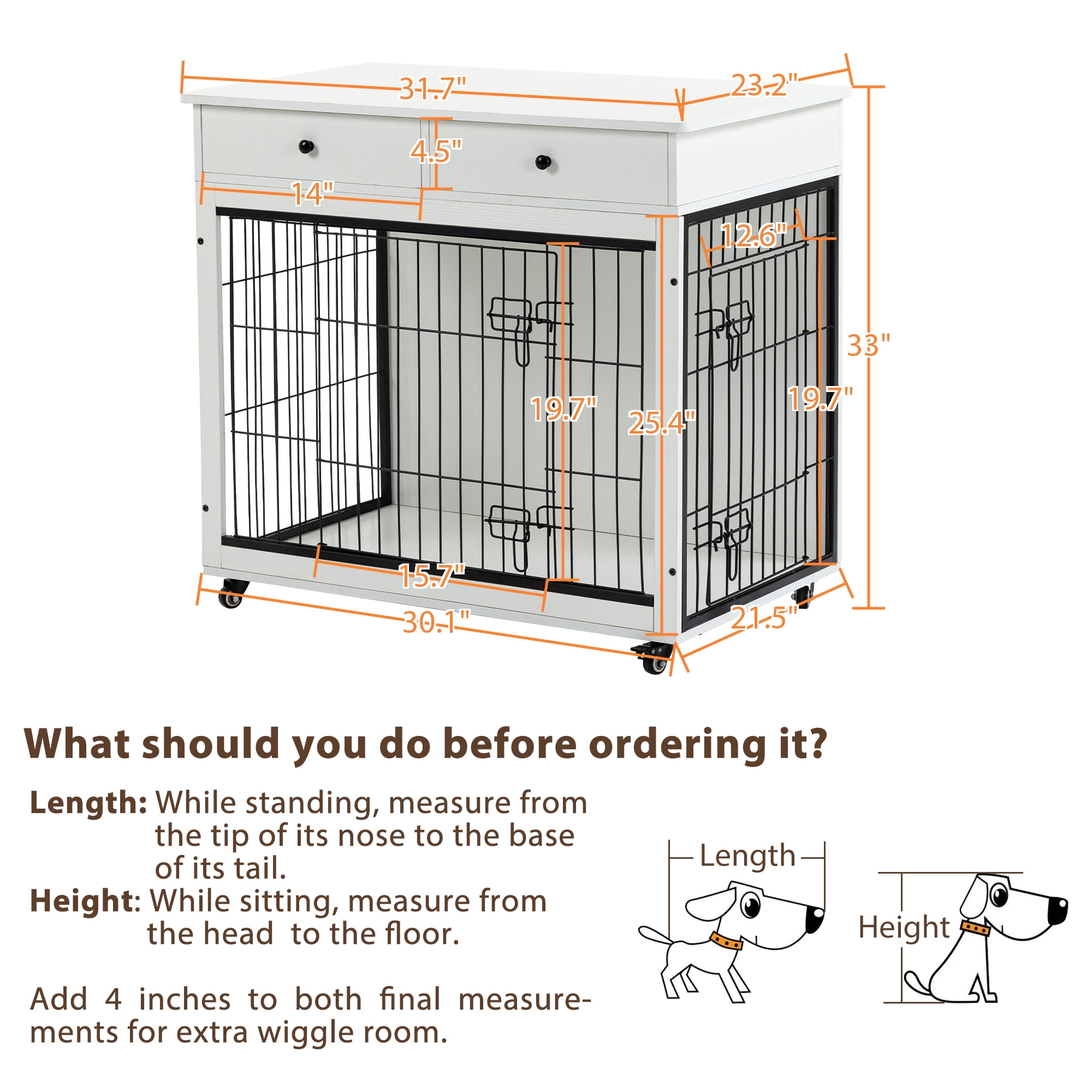 Pefilos 31" Wooden Dog Crate Furniture, Dog Kennel with Cushion, Indoor Dog House for Small Dog, Steel-Wire Dog Cage, Chew-Proof, Brown Pefilos 31" Wooden Dog Crate Furniture, Dog Kennel with Cushion, Indoor Dog House for Small Dog, Steel-Wire Dog Cage, Chew-Proof, Brown