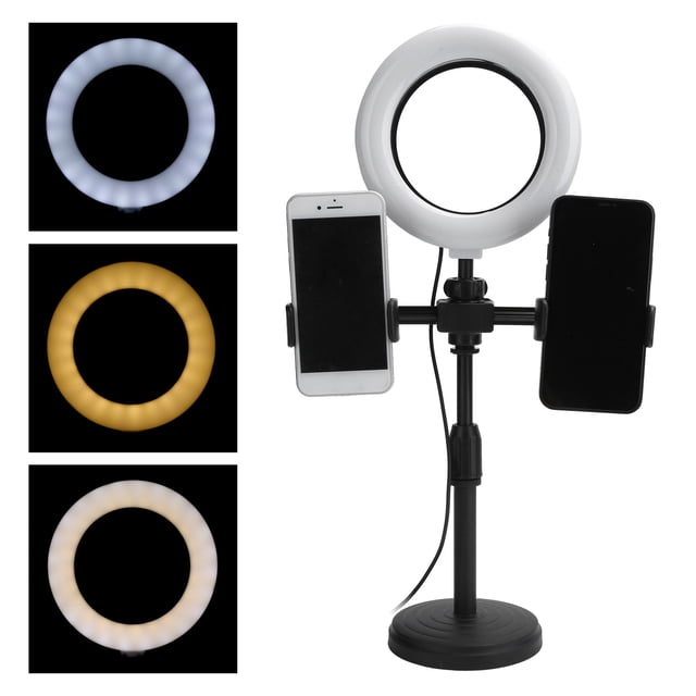 Soporte de Teléfono Con Luz de Anillo, Luz de Anillo de Selfie de Escritorio Rotativo de 360 de 360 Con Soporte, Portátil para Maquillaje de Transmisión