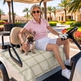 thumbnail image 3 of Golf Cart Seat Covers for 2 Seater,Beige Plaid Microfiber Cart Seat Towel Blanket,Vintage Grid Stripe Minimalist Art Linen Absorbent Breathable Non Slip Bench Seats Protector for Golf Course 51"x31", 3 of 9