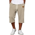 thumbnail image 2 of Dwellite Long Short for Men Below Knee Cargo Short Pants Casual Summer Lightweight 3/4 Sweat Shorts with Pockets SweatShorts Khaki M, 2 of 6