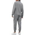 thumbnail image 5 of FIOPHY Women's Waffle Knit 2 Piece Outfits Lounge Sets 1/4 Zip Up Pullover Long Sleeve Top Jogger Sweats Track Suits Set, Gray, M, 5 of 5