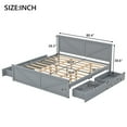thumbnail image 3 of King/ Queen Size Wooden Platform Bed Frame with Four Storage Drawers and Support Legs, 3 of 13