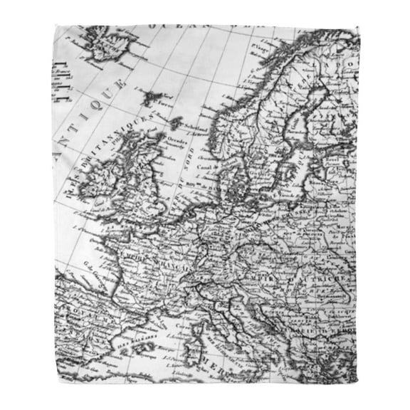 SIDONKU Flannel Throw Blanket 1831 Old Map of Northern Europe 19Th Century Antique Belgium Berlin 58x80 Inch Lightweight Cozy Plush Fluffy Warm Fuzzy Soft