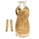 thumbnail image 5 of Vestido con flecos y lentejuelas brillantes, vestido de noche, vestido de fiesta, vestido de baile latino. Oro, 5 of 9