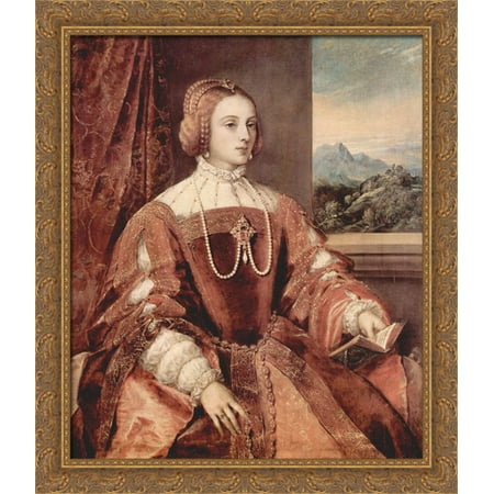 - Portrait of Isabella of Portugal, wife of Holy Roman Emperor Charles V 28x34 Large Gold Ornate Wood Framed Canvas Art by Titian