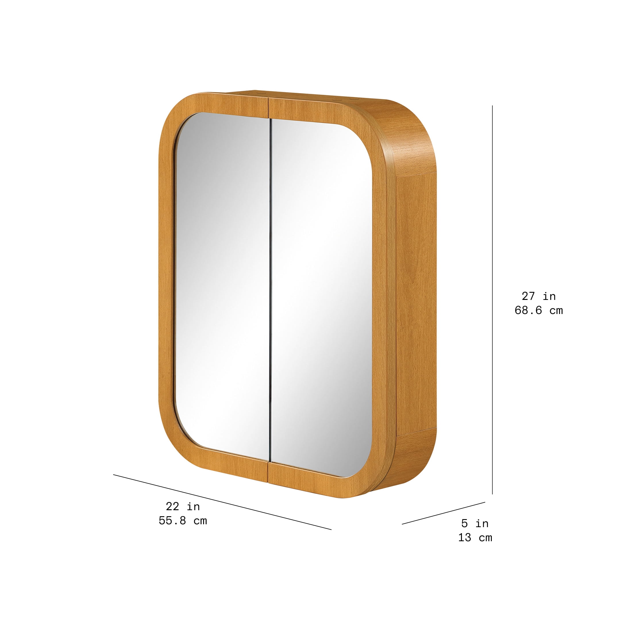 Beautiful Mirrored Medicine Cabinet, Warm Honey