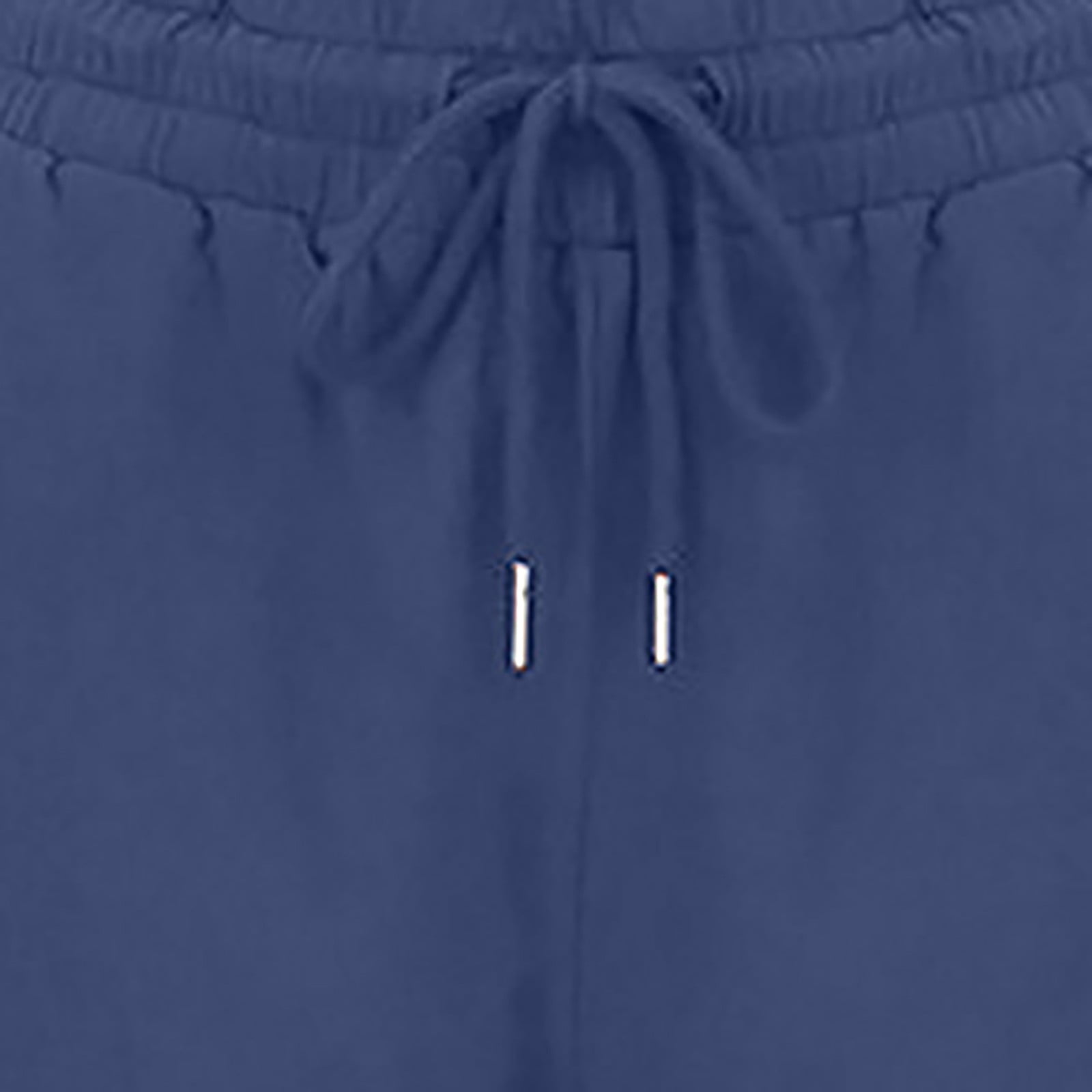 LoyisViDion Woman Pants Clearance Women Casual Pants Cotton and Linen Solid Drawstring Elastic Waist Long Straight Pants Blue XL