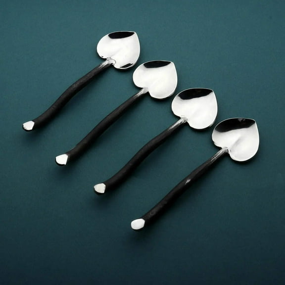 INOX ARTISANS Twig Design Burnt Black Heart Spoon 4 Pcs. Set