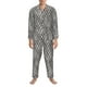 thumbnail image 3 of Fotbe Black White Stripes Pijama de Hombre con Estampado de Manga Larga, Conjunto de 2 Piezas, Ropa de Dormir Suave y Cómoda con Bolsillos-Medium, 3 of 7