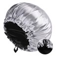 thumbnail image 2 of Women's Satin Sleep Cap, Double Layer Silky Fabric with Adjustable Back Buttons, Hair Protection Bonnet for Nighttime, Preventing Frizz and Breakage Gray, 2 of 4