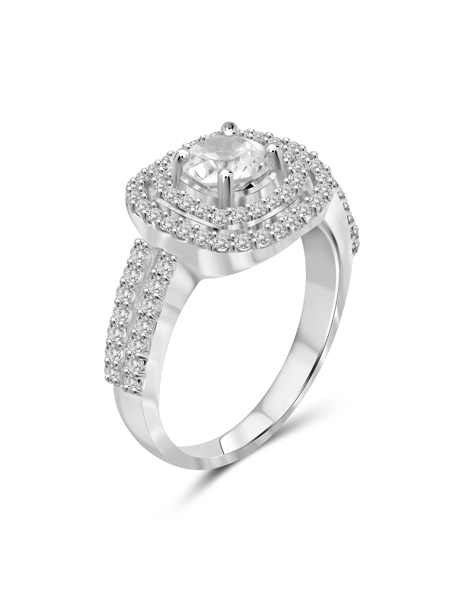 0.925 Sterling Silver 3.00 Carat White Cubic Zirconia Ring for Women | Cubic Zirconias for Everyday Womens Wear