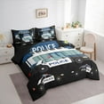 thumbnail image 3 of Homewish Cartoon Police Car Bedding Comforter Set 7 Pieces for Boys, Cute Truck Full Bedding Set, Kawaii Vehicle Theme Reversible Fitted Sheet Flat Sheet, Lightweight Room Decor, 3 of 7