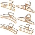 thumbnail image 1 of Paquete De 6 Pinzas De Metal Grandes Para El Cabello - Pinzas Para El Cabello Doradas Grandes Antideslizantes De 4 Pulgadas, Pinzas Para El Cabello De Mandíbula Perfectas Para Mujeres Y Pein, 1 of 5
