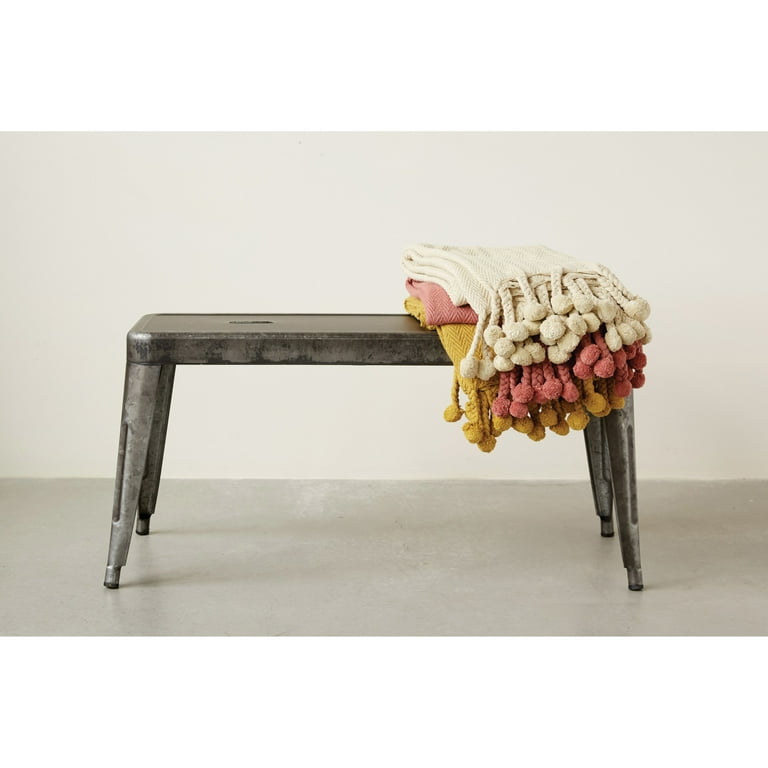 Creative Co Op Farmhouse Metal Entryway Bench Galvanized Finish