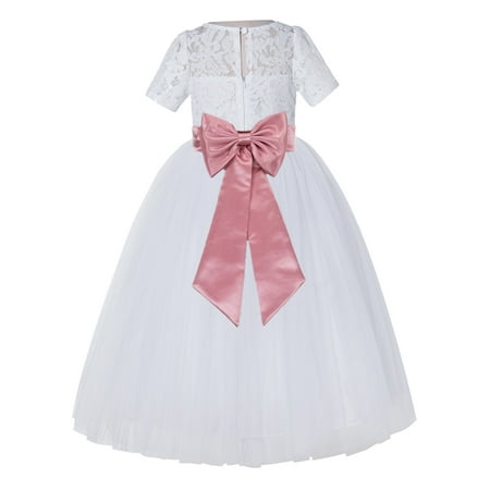 

White Floral Lace Vintage Flower Girl Dresses Special Occasions LG2T