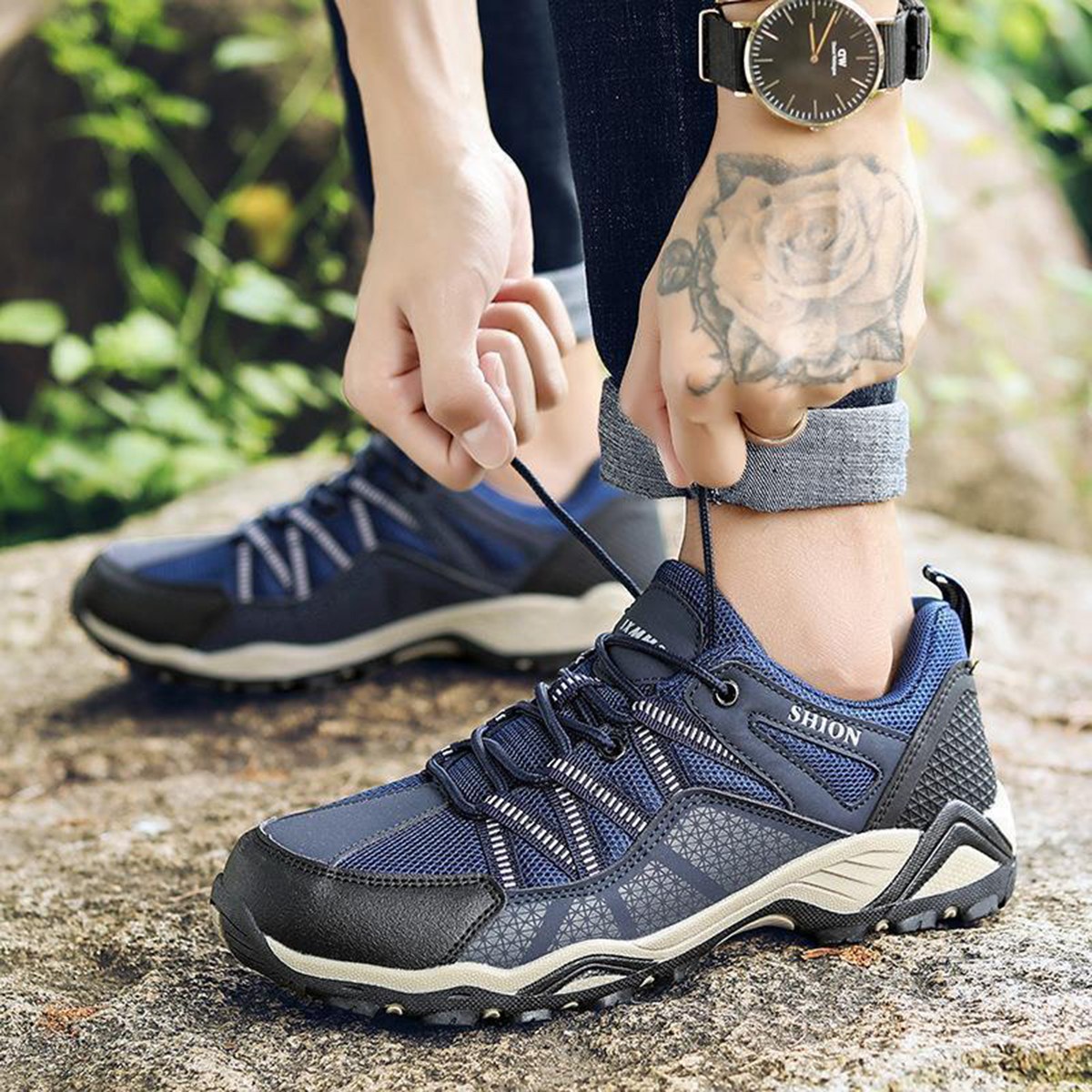 AUXDIQ Hiking Shoes Mens Waterproof Mountain Trekking Shoes Women Breathable Walking Shoes Outdoor Sports Winter Boots