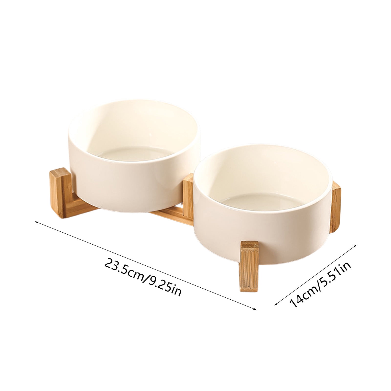 Tarmeek Ceramic Dog Bowls Elevated, Double Bowl Stand for Food & Water, Cervical Spine Protection, Anti-Tip Design, 550ml Capacity, Easy Clean Cat Bowls Elevated Dog Bowls