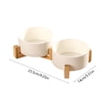 thumbnail image 3 of Bcylexb Ceramic Double Cat Bowls (550ml/18.6oz), Raised Food and Water Dog Bowls with Wood Stand, Suitable for Puppy Kitten and Any Size Pets, White, 3 of 7