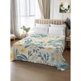 thumbnail image 2 of Spring Meadow Blooms King Size Flat Sheet, Wrinkleproof & Fadeproof Cooling Flat Bed Sheet Only, Teal Yellow Botanical Breathable Soft Bedding Top Sheets 105 x 98 Inches, 2 of 8